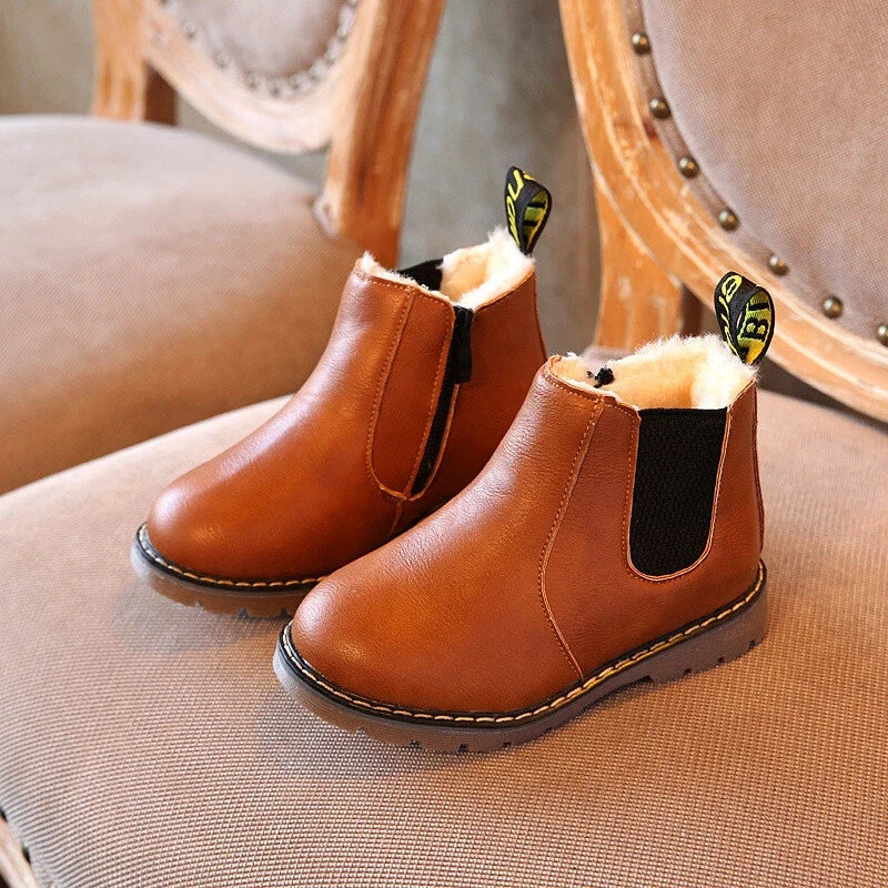 Chelsea Boots Kinder gefüttert mit Reißverschluss – Kunstleder, rutschfeste Sohle | Stiefeletten