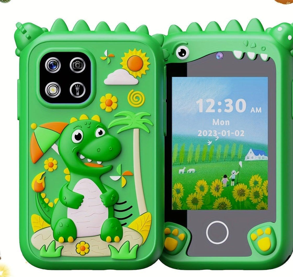 Kindgerechtes Spielzeug-Handy Dino mit Doppelkamera und 8GB SD – für Kinder von 3-10 Jahren